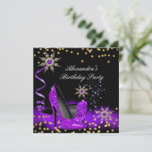 Glitter Paars High Heel Black Gold-feest Kaart (Staand voorkant)