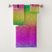 Glitter Paars Roze Geel Modern Bad Handdoek (Insitu)