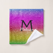 Glitter Paars Roze Geel Modern Bad Handdoek (Wasdoekje)