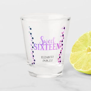 Glitter Paars Sweet 16 Stippen Shot Glas