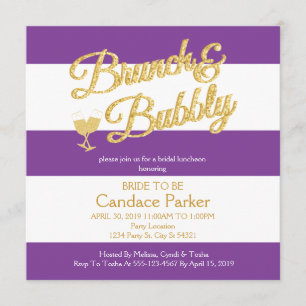 Glitter, Paarse Bridal Shower Invitations Kaart