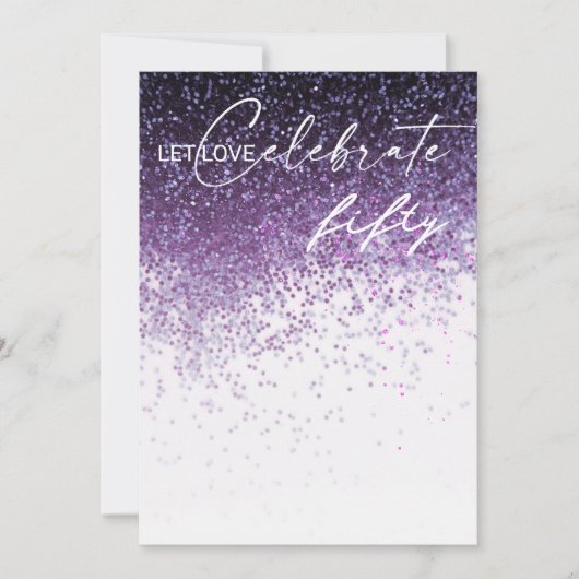 Glitter Paarse Confetti ELK JAAR Verjaardag Kaart (Voorkant)