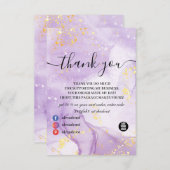 Glitter Paarse goudmarmer Bedankkaart (Voorkant / Achterkant)