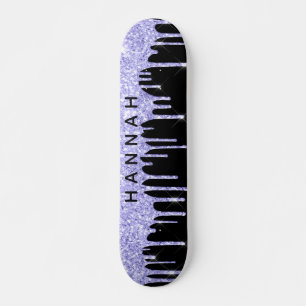 Glitter Paarse schijven - Gepersonaliseerd zwart Skateboard