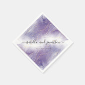 Glitter Paarse & Silver Confetti Custom Paper Servet (Hoek)