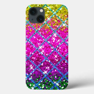 Glitter Paarse Snakeskin iPhone 13 Hoesje