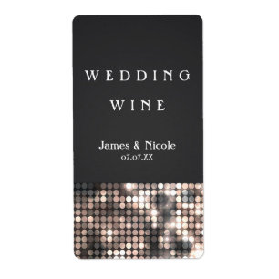 Glitter Pailletten Glam Bruiloft Wijnlabels Etiket