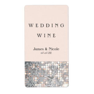 Glitter Pailletten Glam Bruiloft Wijnlabels Etiket