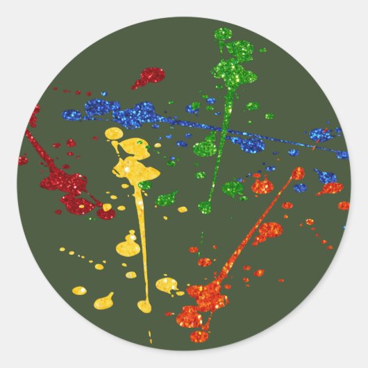 Glitter Paintball Party Paint Splatter Ronde Sticker (Voorkant)