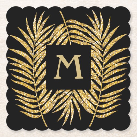 Glitter Palm Fronds Kartonnen Onderzetters (Voorkant)