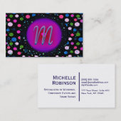 Glitter Party Monogram Visitekaartje (Voorkant / Achterkant)
