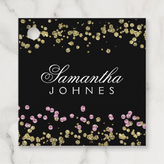 Glitter party roos en goud bedankt bedankjes labels (Voorkant)