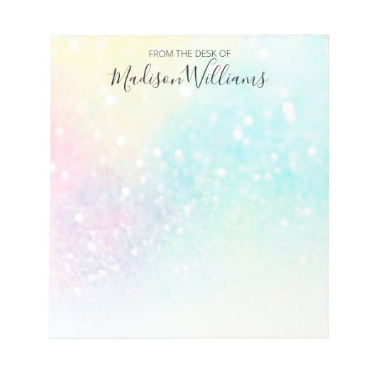 Glitter Pastel Bokeh Girly Colorful Patroon Notitieblok (Voorkant)