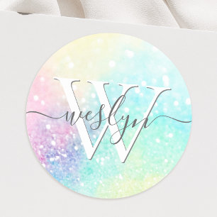 Glitter Pastel Bokeh Girly Colorful Patroon Ronde Sticker