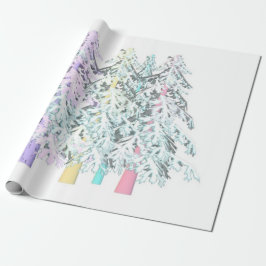 Glitter pastel kleuren ontwerpen bomen cadeaupapier