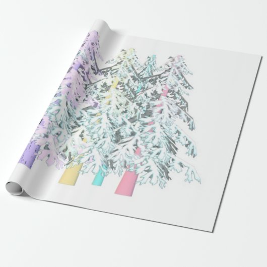 Glitter pastel kleuren ontwerpen bomen cadeaupapier (Uitgerold)