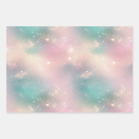 Glitter Pastel Melkweg Galaxy Aangepaste naam Inpakpapier Vel (Voorkant 2)