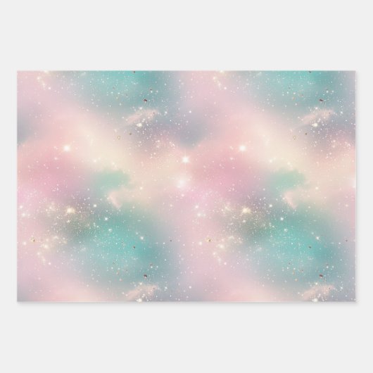 Glitter Pastel Melkweg Galaxy Aangepaste naam Inpakpapier Vel (Voorkant)