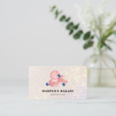 Glitter Pastel Roze Macarons Professionele Logo Visitekaartje (Staand voorkant)