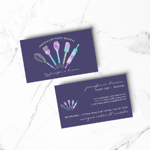 Glitter Pastry Chef Home Made Bakery paars Visitekaartje