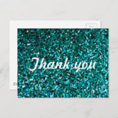 Glitter Patterns Thank You Blue Glittery Sparkle Briefkaart (Voorkant / Achterkant)