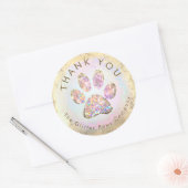 glitter paw print dank u klassieke ronde sticker (Envelop)