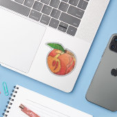 Glitter Peach Custom-Cut Vinyl Stickers (Ordinateur portable avec iPhone)