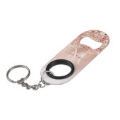 Glitter Peach Roos Gold Monogram Mini Flessenopener (Voorkant Gekanteld)