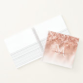 Glitter Peach Roos Gold Monogram Notitieboek (Binnen)