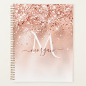 Glitter Peach Roos Gold Monogram Planner (Voorkant)