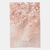 Glitter Peach Roos Gold Monogram Theedoek (Verticaal)