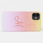Glitter Peach roze naam Sparkles Glam Girly  Case-Mate iPhone Case (Achterkant (horizontaal))