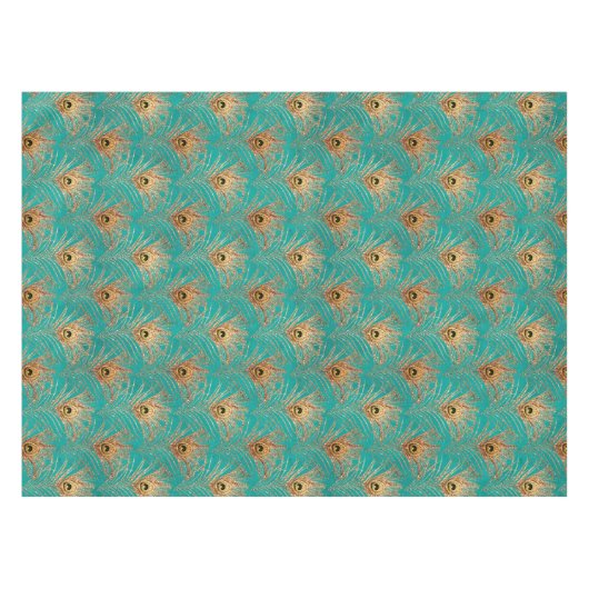 Glitter Peacock Feathers Patroon Tafelkleed (Voorkant (Horizontaal))