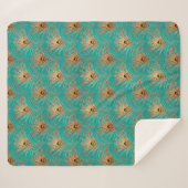 Glitter Peacock Feathers Pattern Fleece Blanket Sherpa Deken (Voorkant (horizontaal))