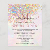 Glitter Pearl We zijn open Elegant Salon Flyer (Achterkant)