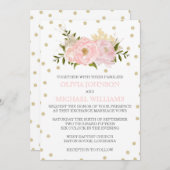 Glitter Peony Wedding Invitations Kaart (Voorkant / Achterkant)
