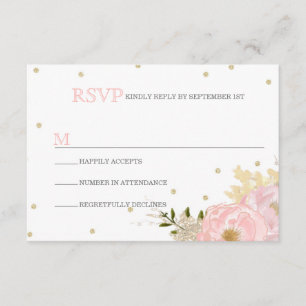 Glitter Peony Wedding RSVP-kaarten RSVP Kaartje