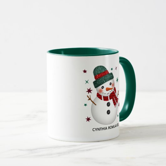 Glitter Pet en Plaid Scarf Snowman Koffie Mok (Voorkant rechts)