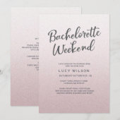 Glitter Pink Bachelorette Weekend Uitnodiging (Voorkant / Achterkant)