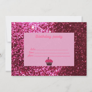 Glitter Pink Birthday Invitations Kaart