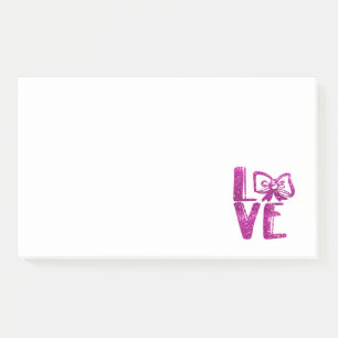 glitter pink bow post-it notes