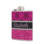 Glitter Pink en Black Pattern Rhinestones Heupfles (Links)