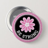 Glitter Pink Flower Breast Cancer Awareness Design Ronde Button 7,6 Cm (Voorkant /achterkant)
