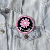Glitter Pink Flower Breast Cancer Awareness Design Ronde Button 7,6 Cm (In situ)