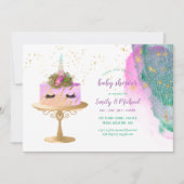 Glitter Pink Gold Unicorn Cake BABY SHOWER Girl Kaart (Voorkant)