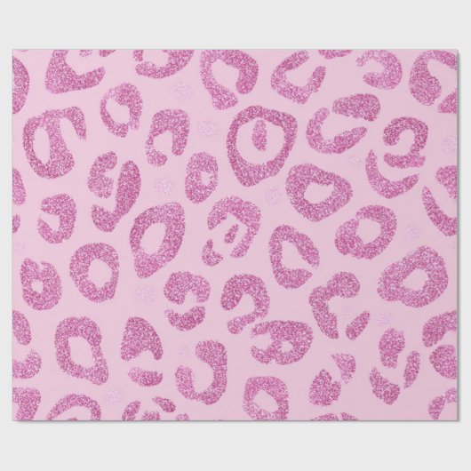 Glitter Pink Leopard Pattern Cadeaupapier (Vlak)
