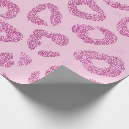 Glitter Pink Leopard Pattern Cadeaupapier (Hoek)