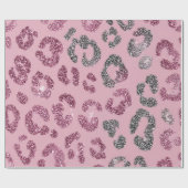 Glitter Pink Leopard Pattern Cadeaupapier (Vlak)