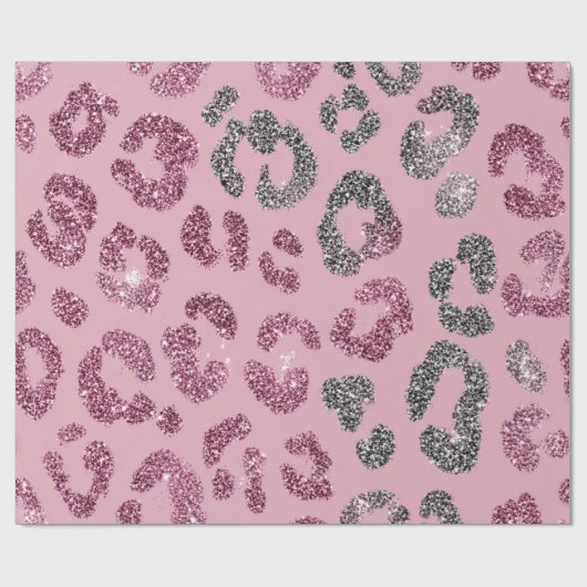 Glitter Pink Leopard Pattern Cadeaupapier (Vlak)