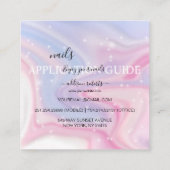 Glitter Pink Marble Splash Nail Application Guide Vierkante Visitekaartje (Achterkant)